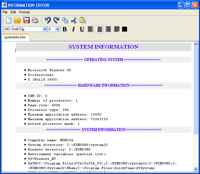 FILE MENU